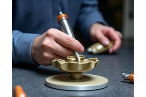 専門の職人が、損傷したマリンハードウェアの部分補修や再コーティング作業を丁寧に行っている様子。